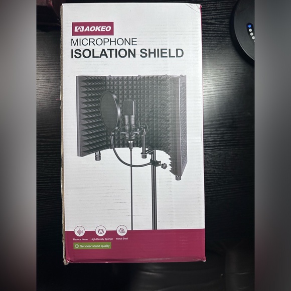 Aokeo Professional Micrófono Pop Filter Shield para Blue Yeti y Cualquier Otro micrófono,Pantalla Pop Wind de Doble Capa con un Brazo Estabilizador de Clip de Cuello de Cisne Flexible de 360